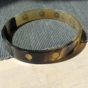 Tortoise and gold stud bangle